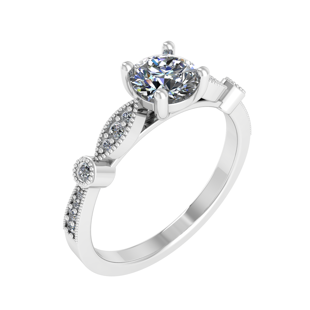 ACCENTED CATHEDRAL 5.50mm ROUND ENGAGEMENT RING